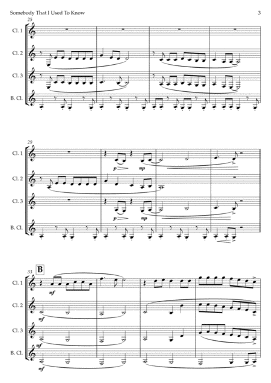 Somebody That I Used To Know Woodwind Quartet scores gallery preview page 3