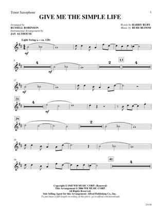 Give Me the Simple Life: B-flat Tenor Saxophone