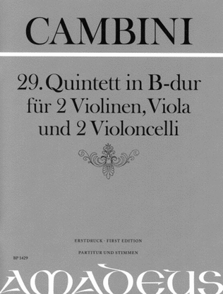 Book cover for Quintet no. 29 in B flat