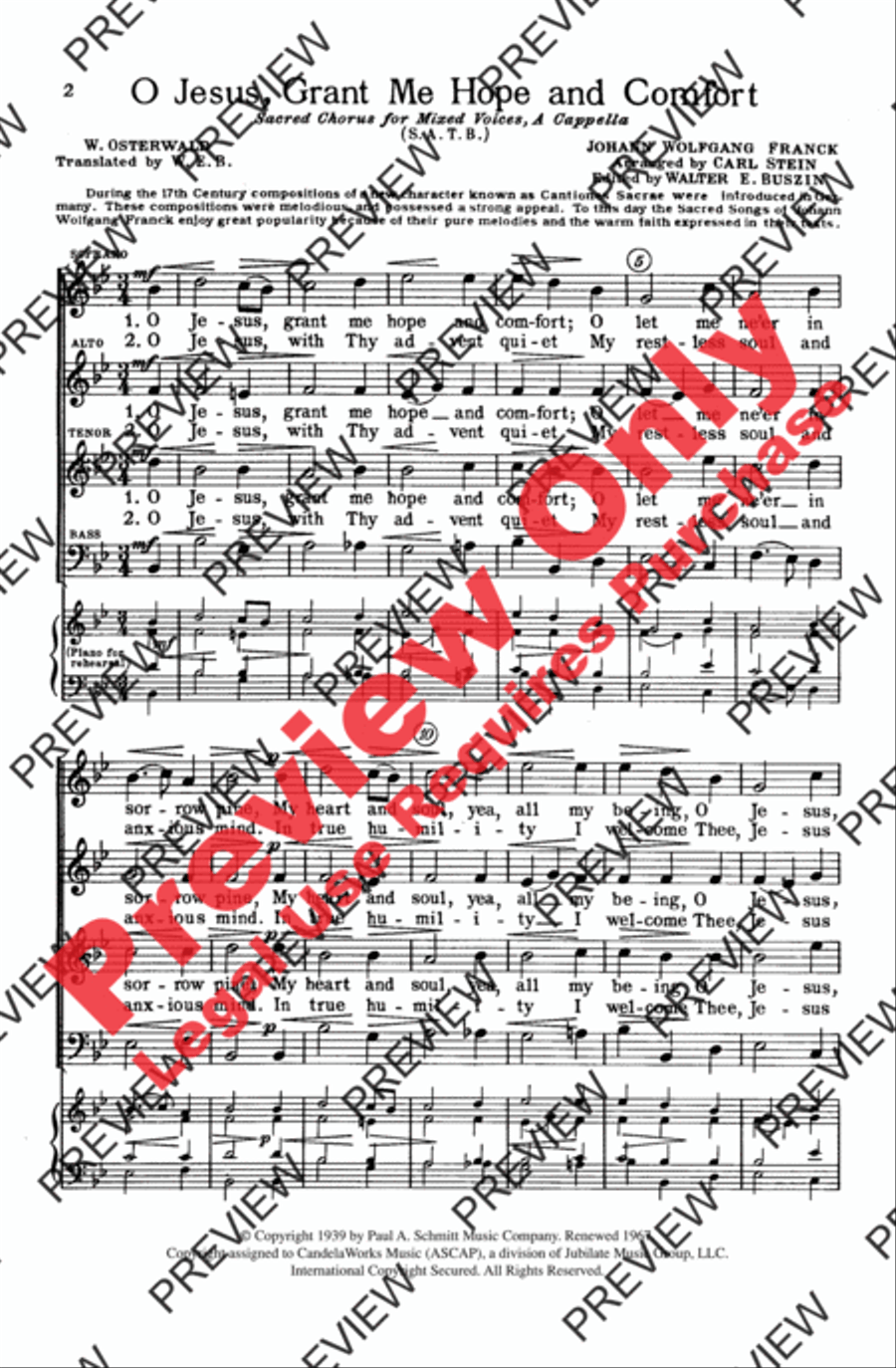 O Jesus, Grant Me Hope and Comfort 4-Part scores gallery preview page 2