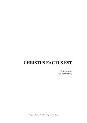CHRISTUS FACTUS EST - Anerio