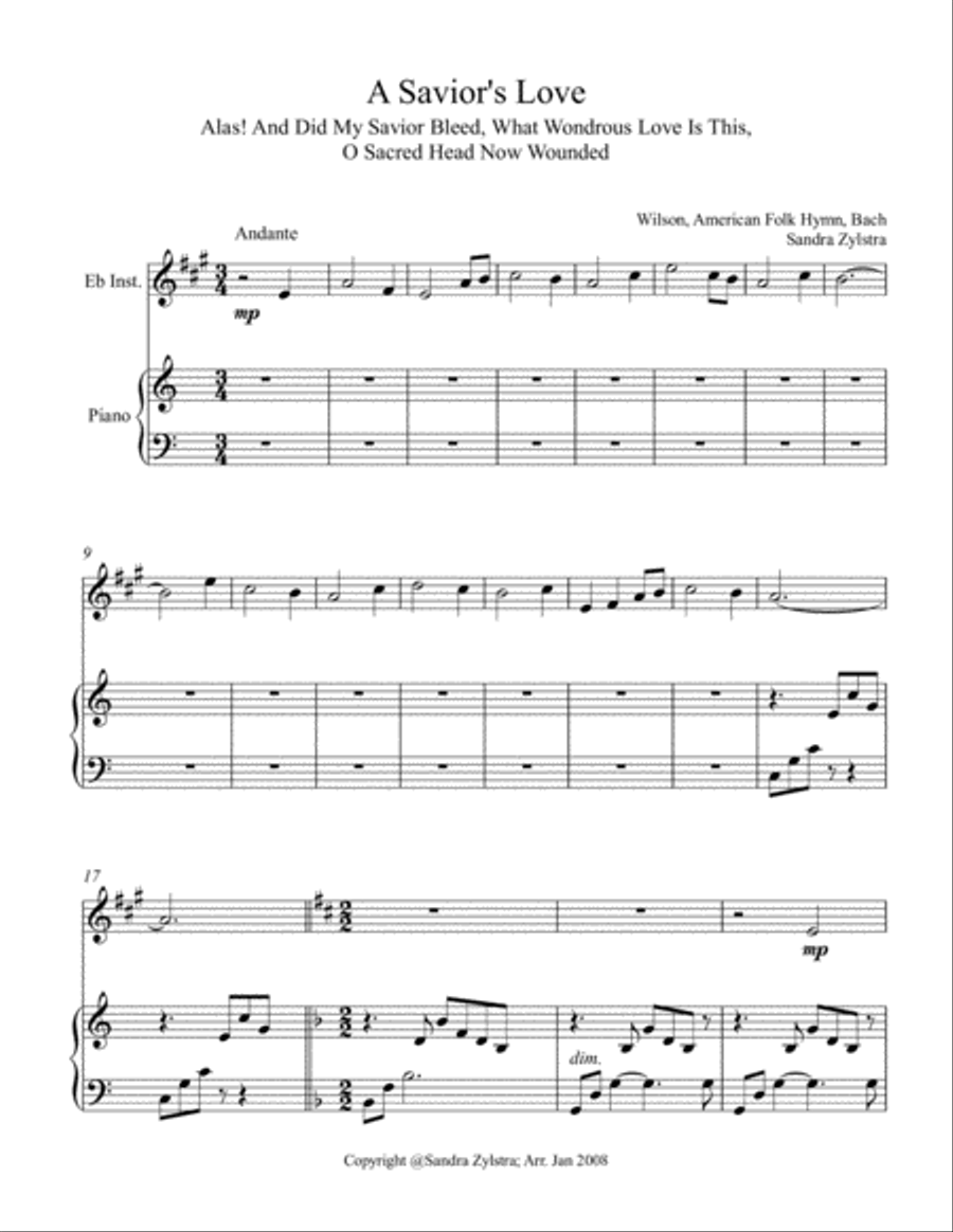 A Savior's Love (treble Eb instrument solo) Alto Saxophone scores gallery preview page 2