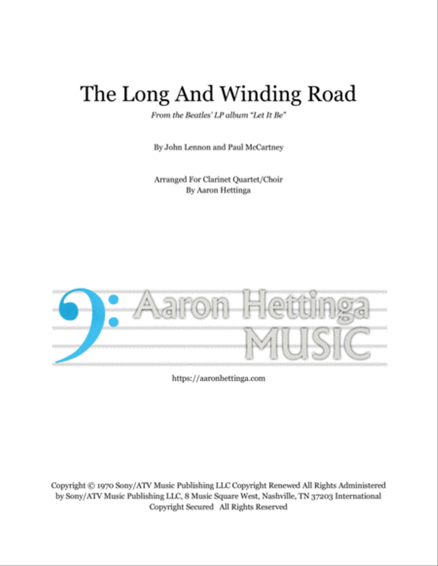 The Long And Winding Road Clarinet Quartet scores gallery preview page 1