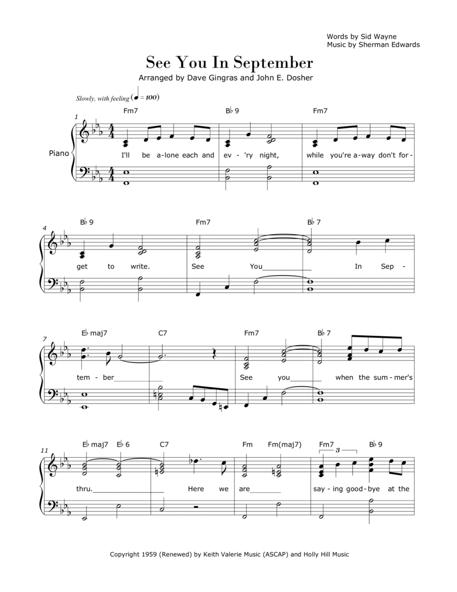 See You In September Voice scores gallery preview page 1
