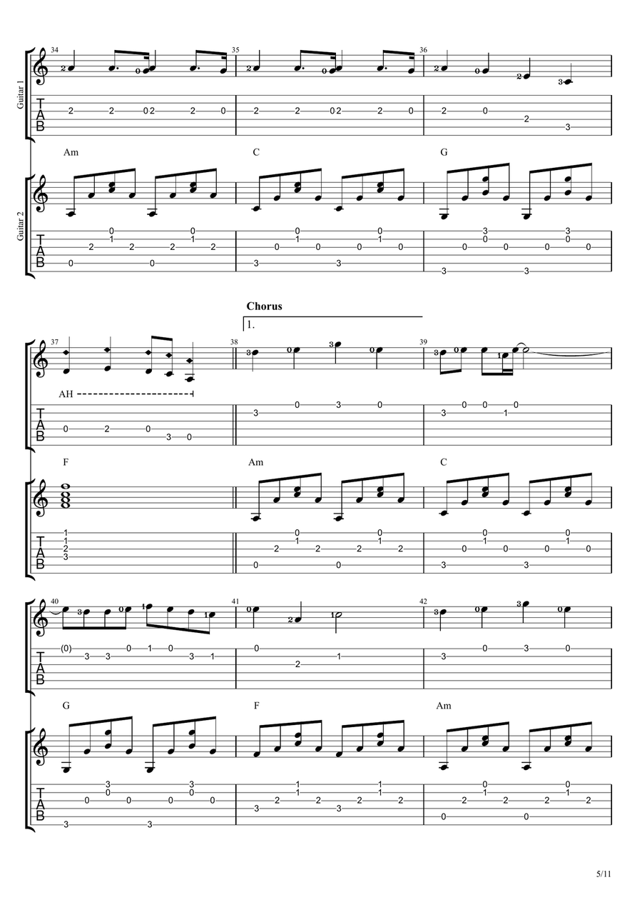 Counting Stars Guitar Ensemble scores gallery preview page 5