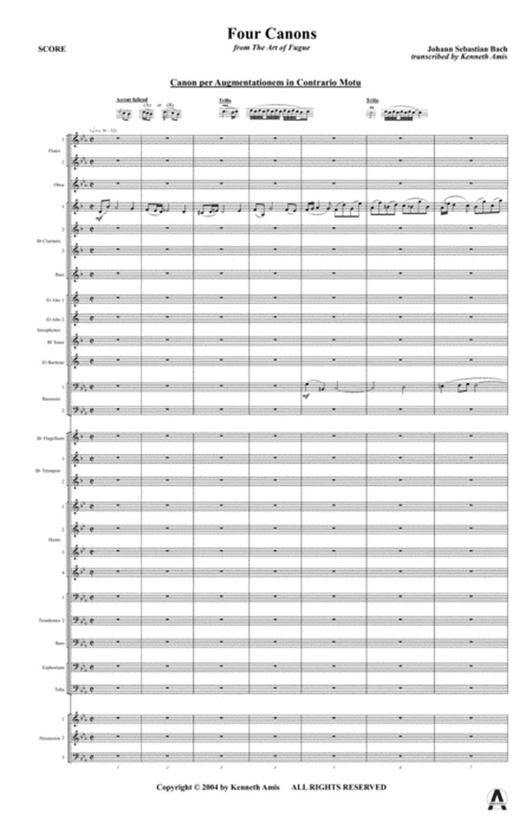 Four Canons from The Art of Fugue - CONDUCTOR'S SCORE ONLY