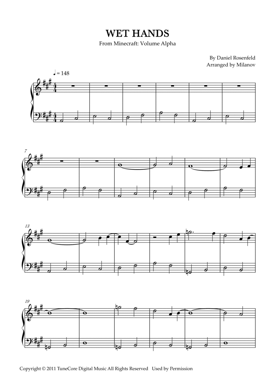 Wet Hands Wet Hands Easy Piano scores gallery preview page 1