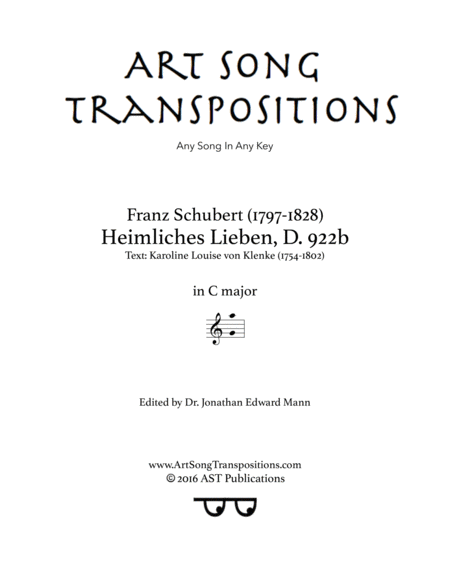 SCHUBERT: Heimliches Lieben, D. 922b (transposed to C major)