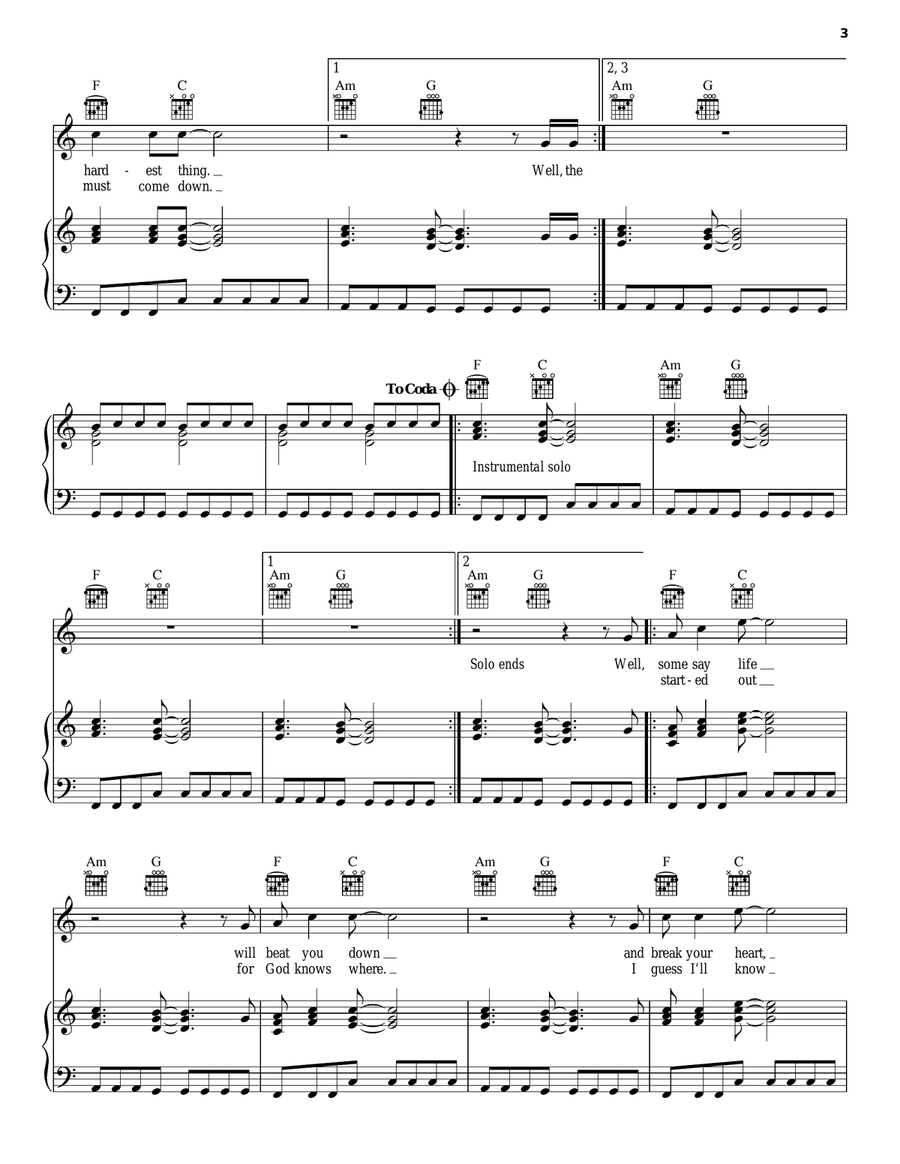 Learning To Fly Piano, Vocal, Guitar scores gallery preview page 3