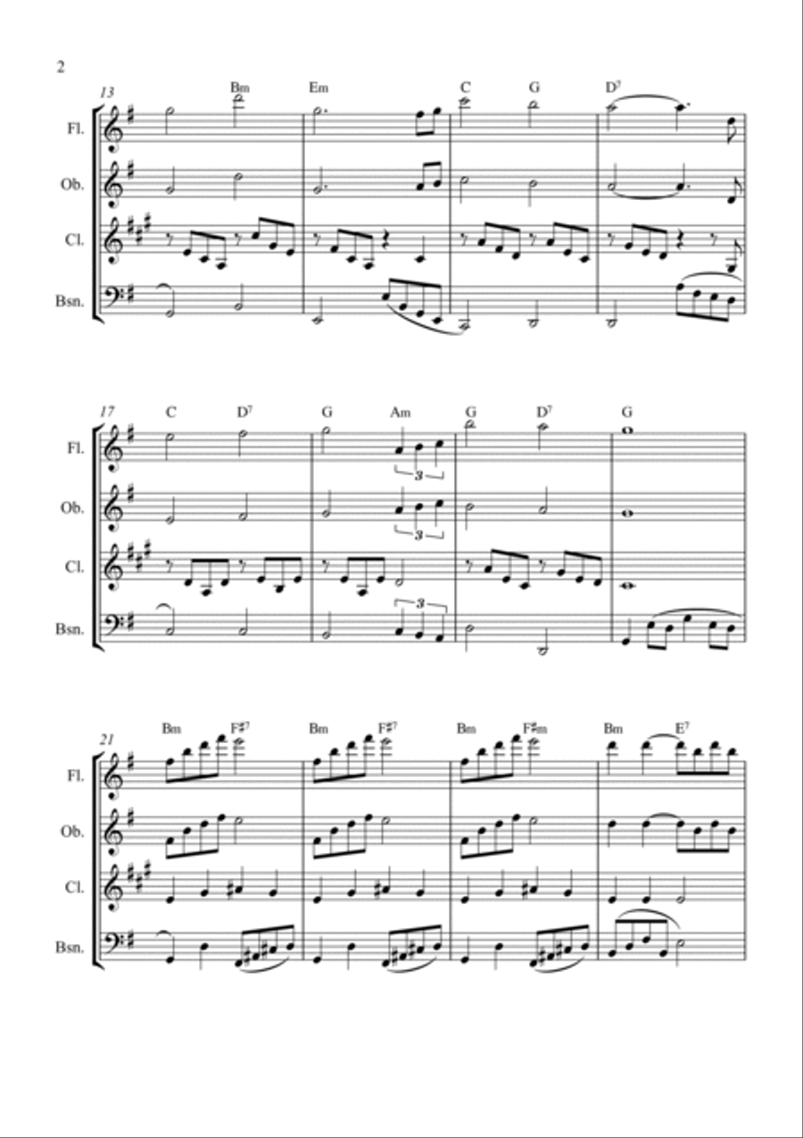 Can't Help Falling In Love Woodwind Quartet scores gallery preview page 2