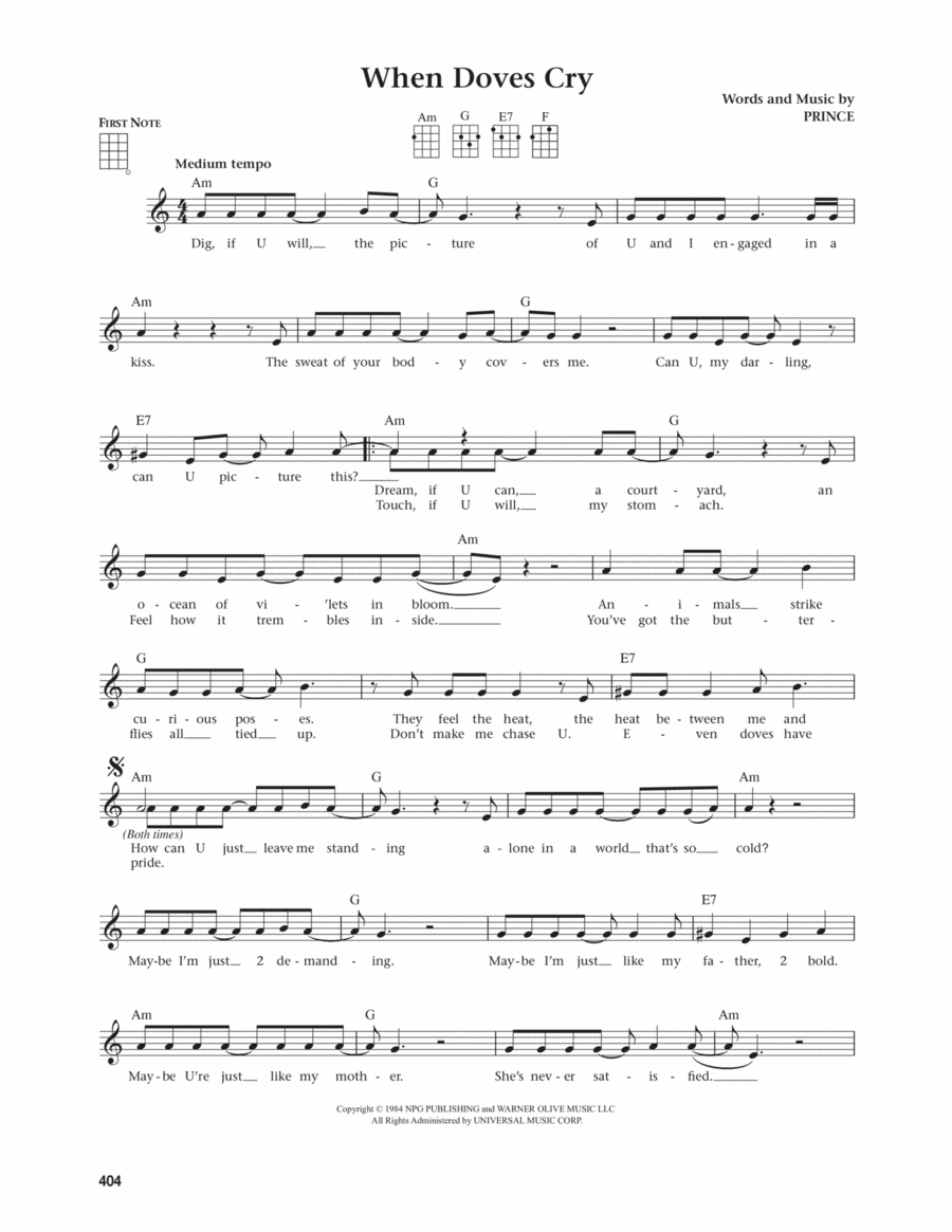 When Doves Cry (from The Daily Ukulele) (arr. Jim Beloff) Ukulele scores gallery preview page 1