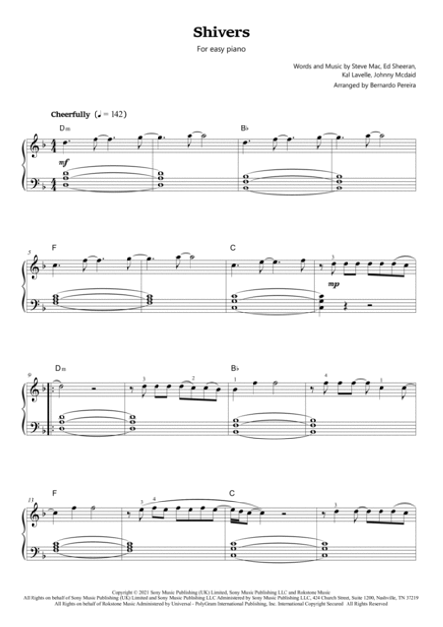Shivers Easy Piano scores gallery preview page 2