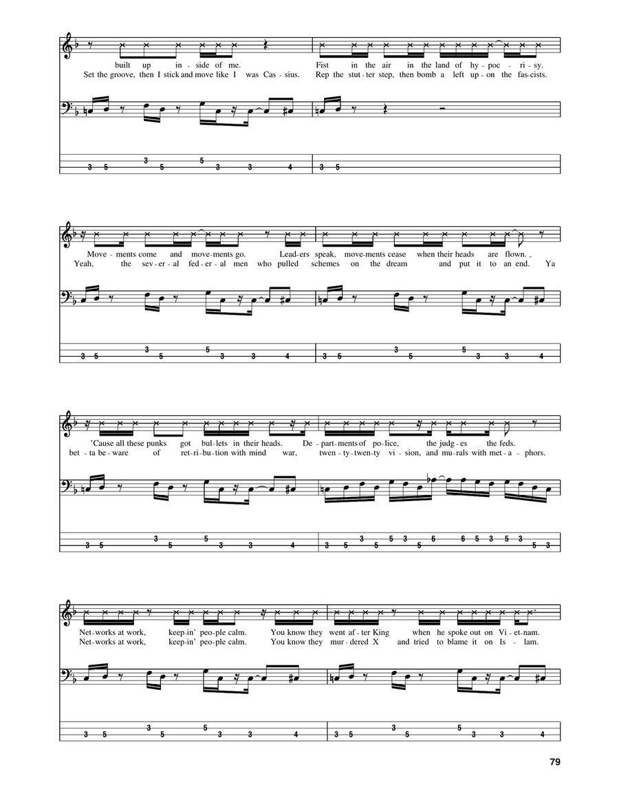 Wake Up Bass Guitar Tablature scores gallery preview page 3