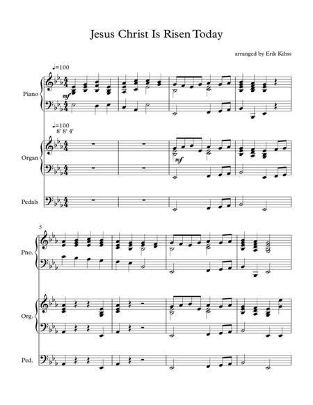 Jesus Christ is Risen Today - (Easter Hymn) - Piano and Organ Duet image number null