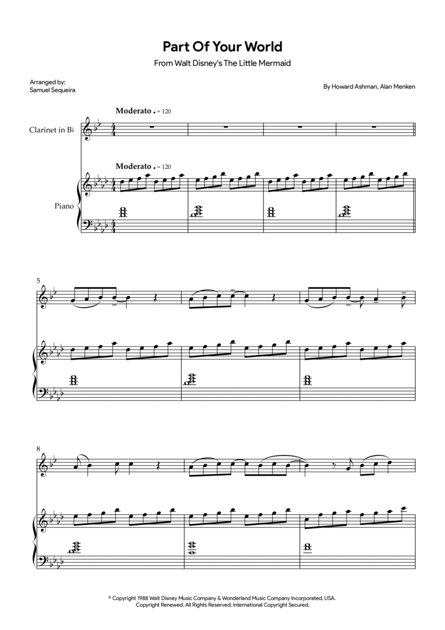 Part Of Your World (reprise) B-Flat Clarinet scores gallery preview page 1