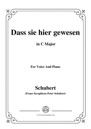 Schubert-Dass sei hier gewesen,in C Major,Op.59,No.2,for Voice and Piano
