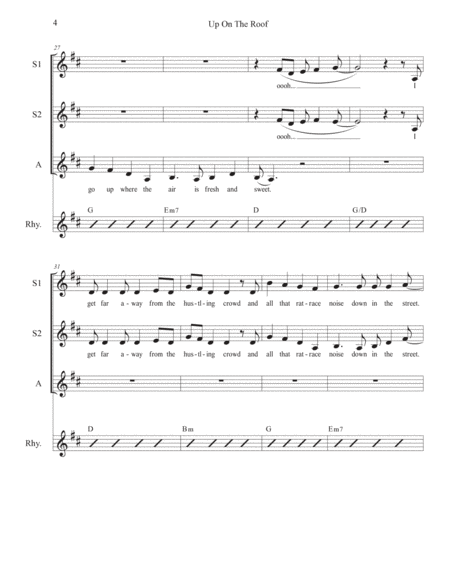 Up On The Roof by The Drifters SSA - Digital Sheet Music