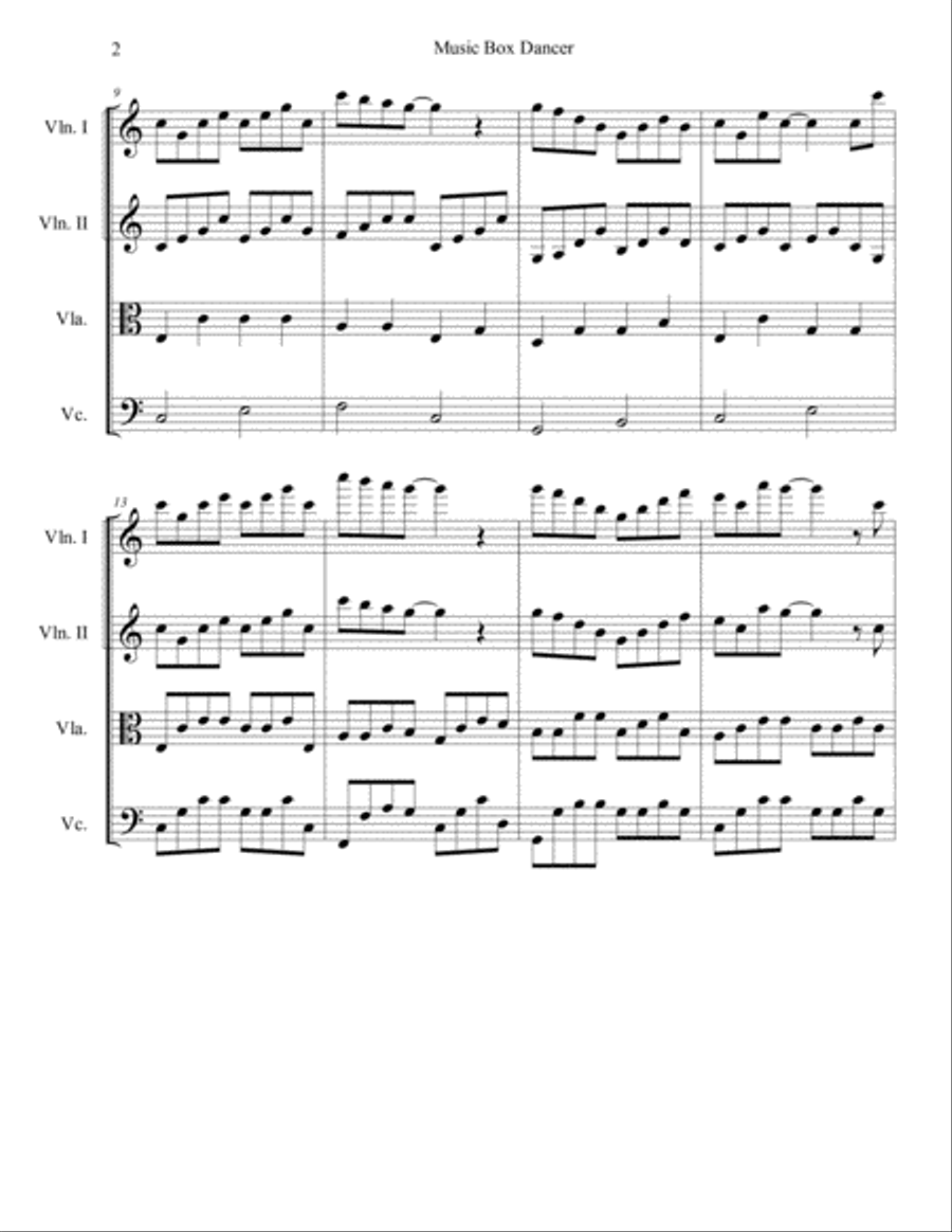Music Box Dancer Music Box Dancer String Quartet scores gallery preview page 2