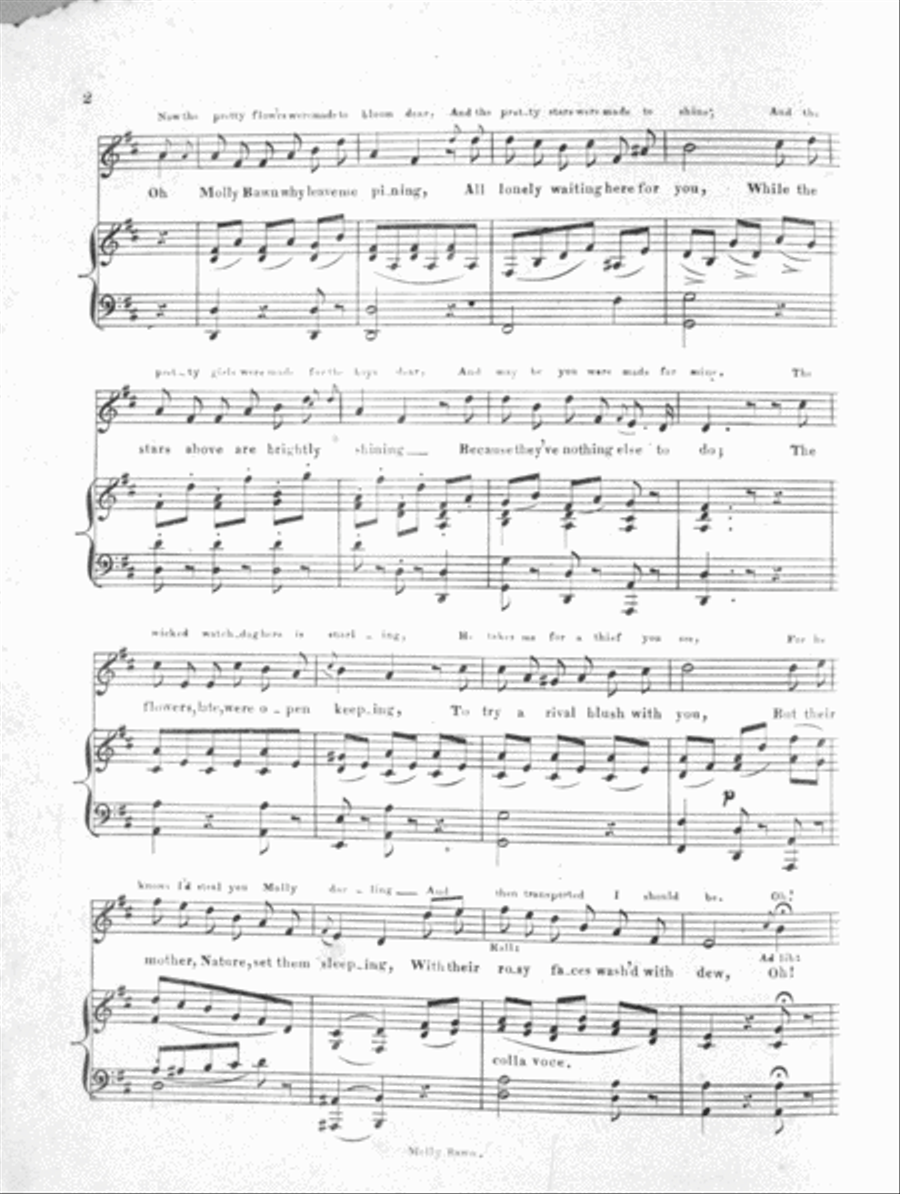 Oh! Molly Bawn Why Leave Me Pining. A Favorite Irish Ballad Voice scores gallery preview page 2
