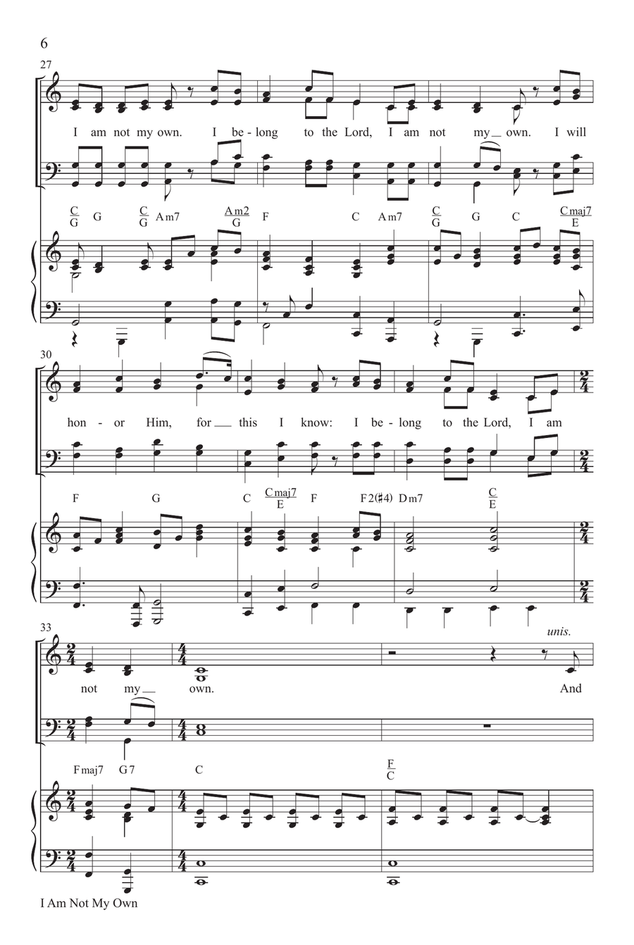 I Am Not My Own 4-Part scores gallery preview page 5
