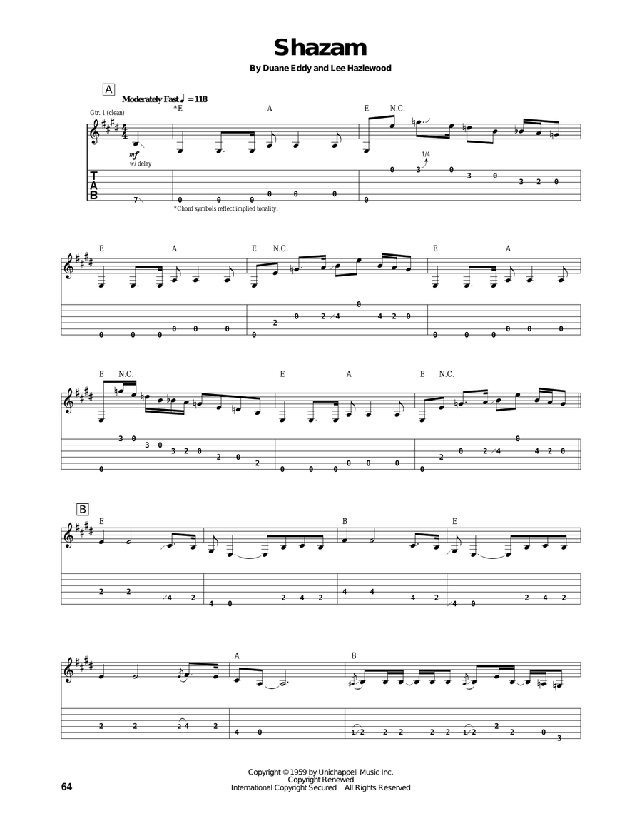 Shazam Shazam Acoustic Guitar scores gallery preview page 1