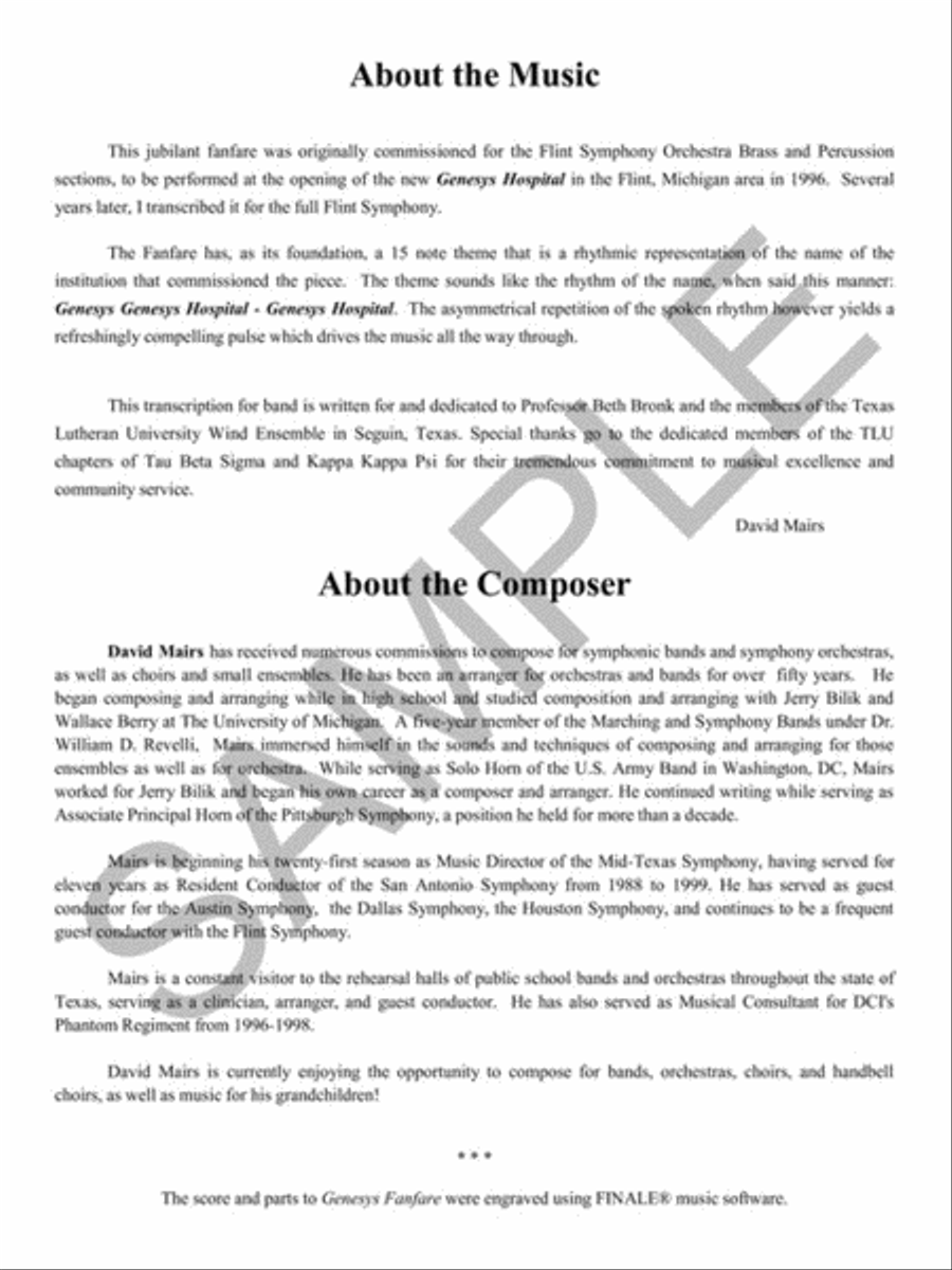 Genesys Fanfare Genesys Fanfare Concert Band scores gallery preview page 3