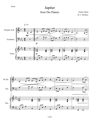 Jupiter (from The Planets) for Trumpet and Trombone Duet with Piano Accompaniment