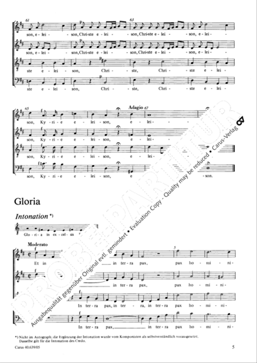 Mass in D Major (Missa in D) 4-Part scores gallery preview page 6