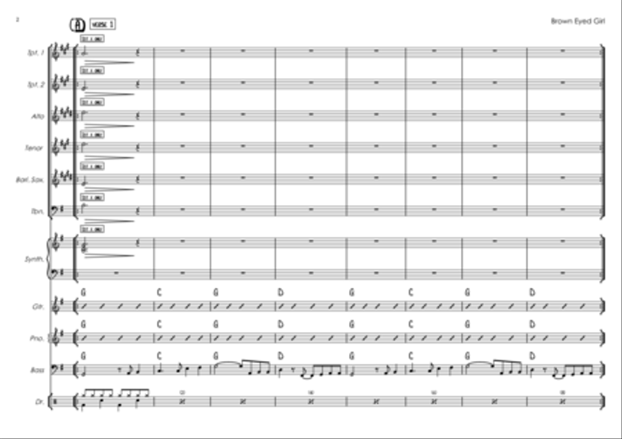 Brown Eyed Girl Jazz Ensemble scores gallery preview page 2