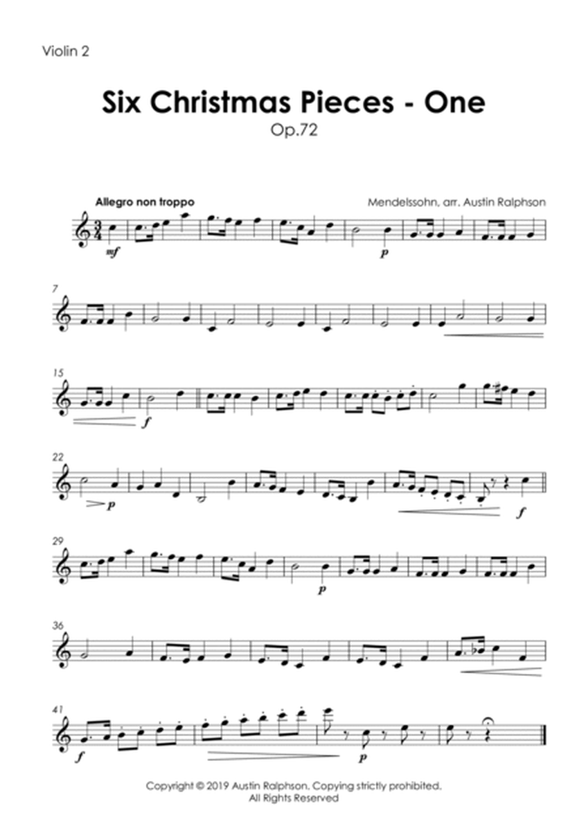 Six Christmas Pieces (Sechs Kinderstücke für das Pianoforte) Op.72: Number 1 of 6 - string quartet image number null