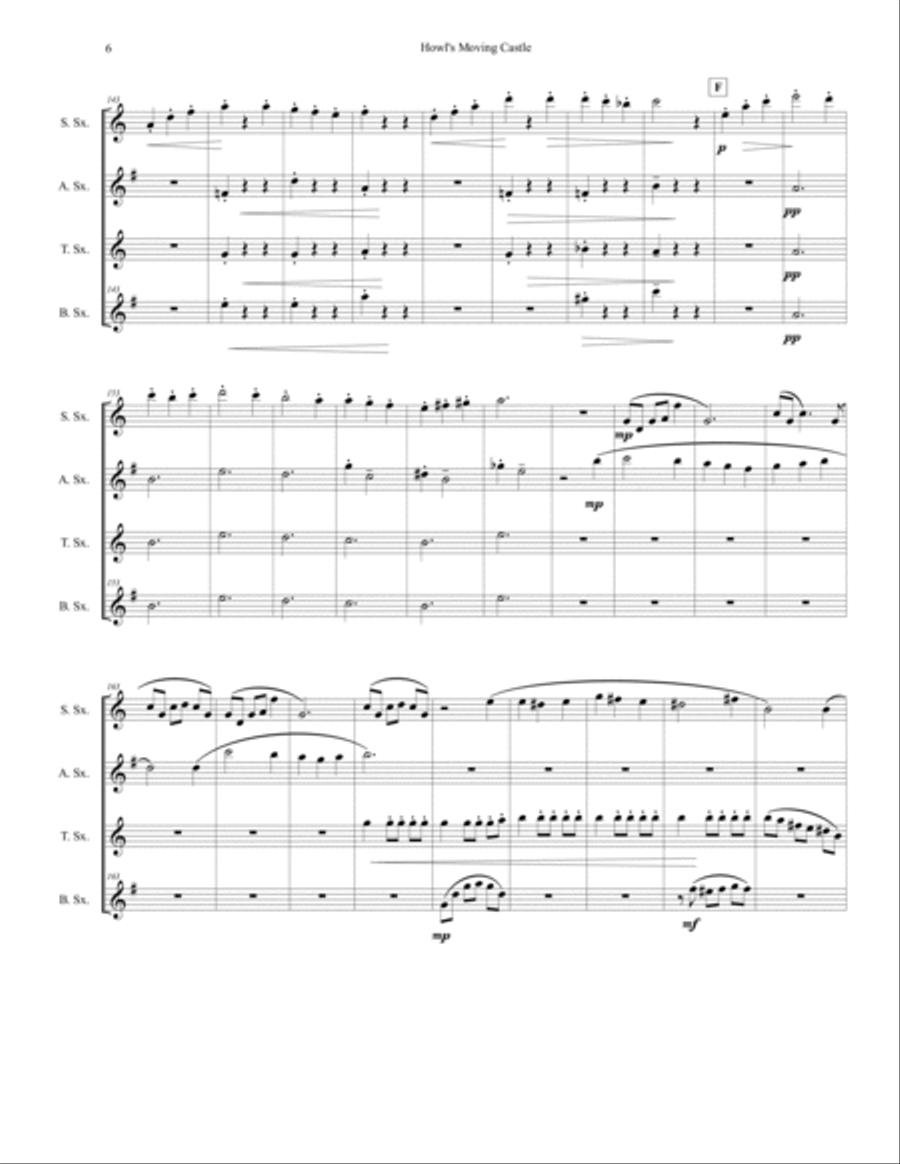 Howl's Moving Castle Woodwind Quartet scores gallery preview page 6