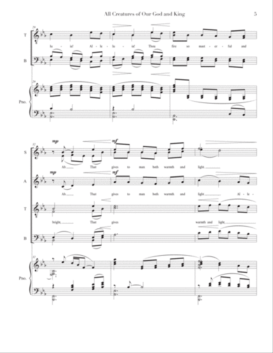 All Creatures of Our God and King ( s a t b ) 4-Part scores gallery preview page 5