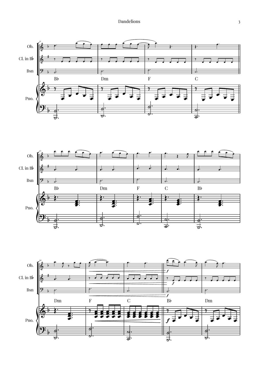 Dandelions Woodwind Trio scores gallery preview page 3