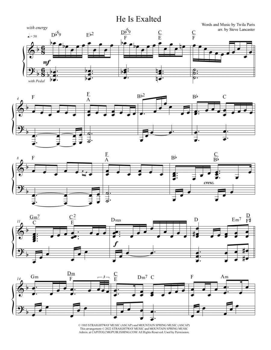 He Is Exalted He Is Exalted Piano Solo scores gallery preview page 1