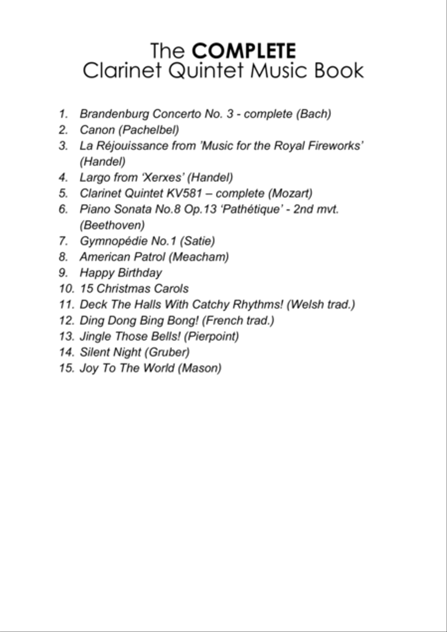 COMPLETE clarinet quintet music mega-bundle book - pack of 26 essential pieces (volumes 1 and 2) Clarinet Quintet scores gallery preview page 3