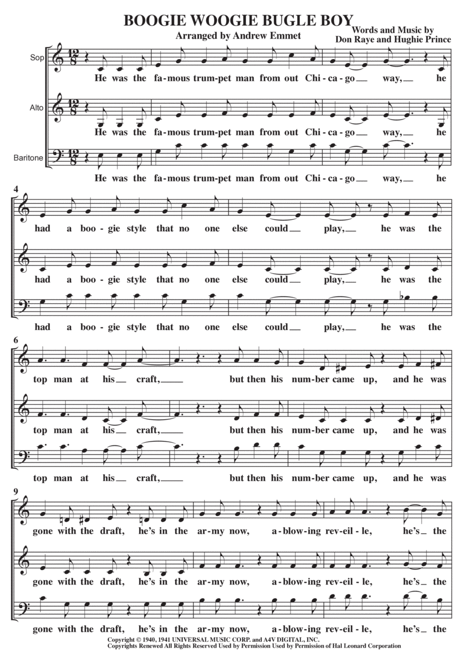 Boogie Woogie Bugle Boy 3-Part scores gallery preview page 1