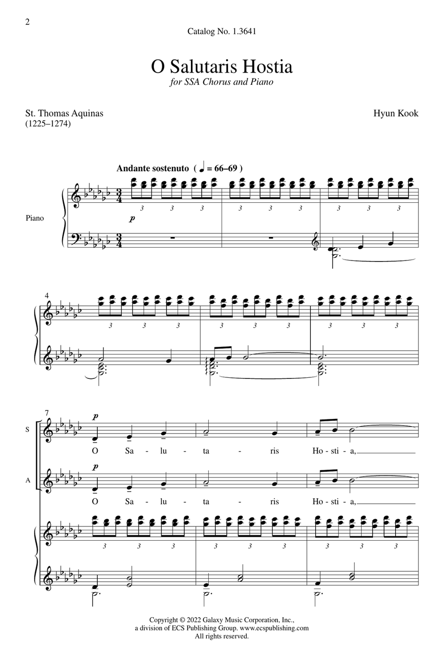O Salutaris Hostia SSA scores gallery preview page 1