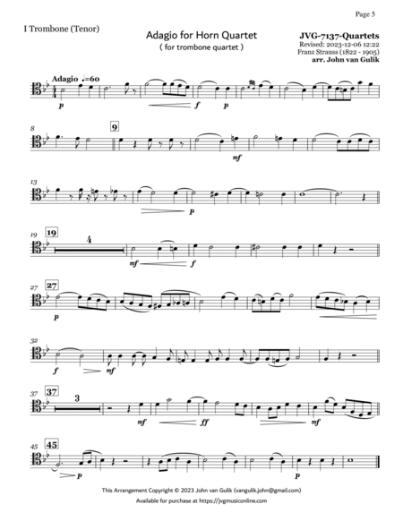 51 Trombone Quartets - Part 1 Tenor Clef