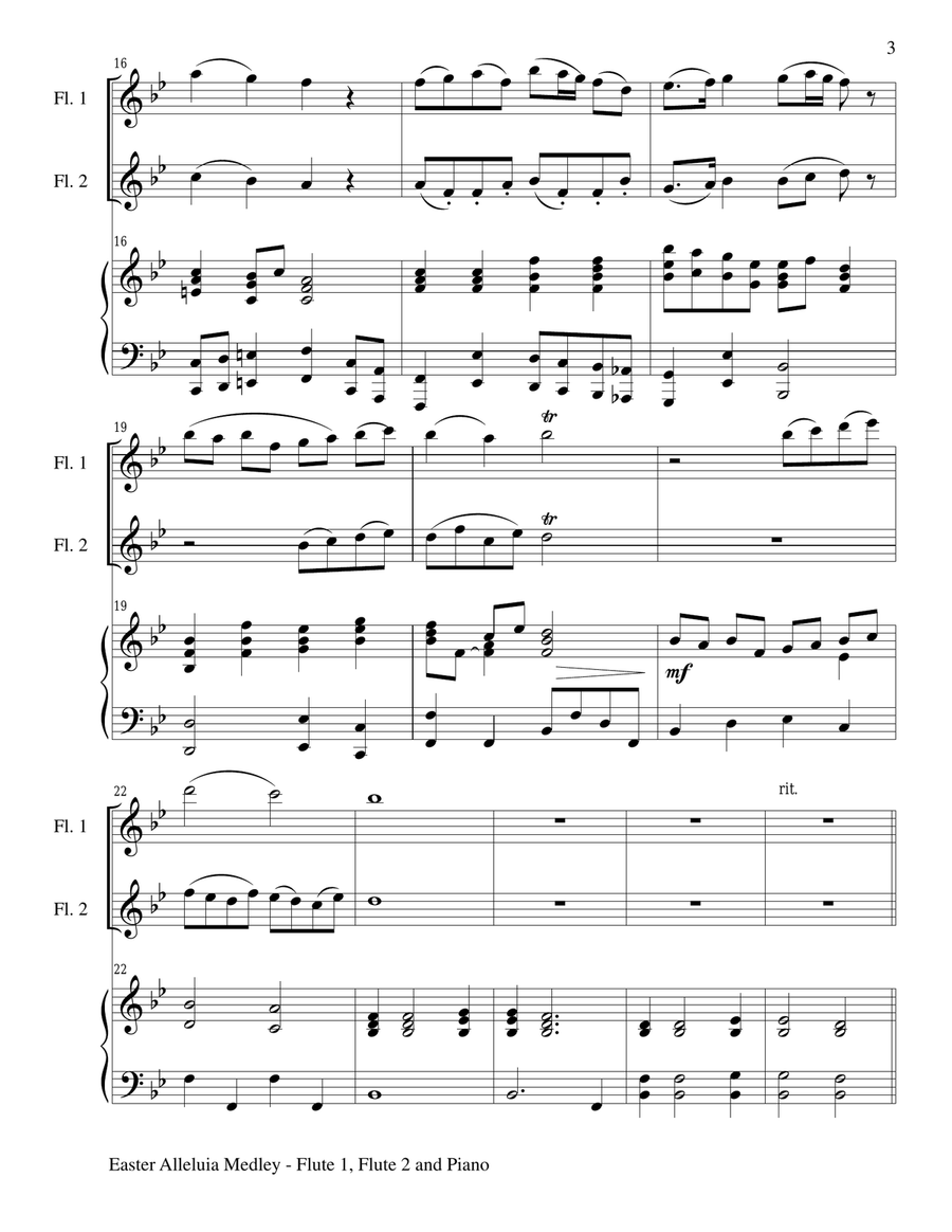 EASTER ALLELUIA MEDLEY (Trio – Flute 1, Flute 2/Piano) Score and Parts Flute Duet scores gallery preview page 3