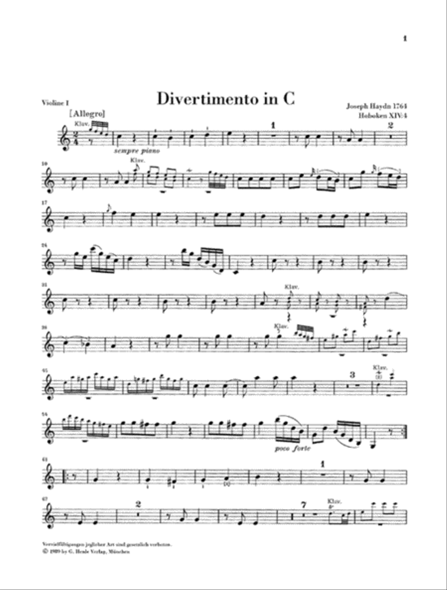 Divertimenti for Piano (Cembalo) with 2 Violins and Violoncello