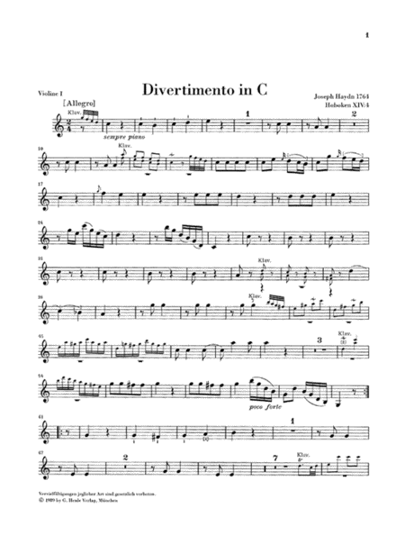 Divertimenti for Piano (Cembalo) with 2 Violins and Violoncello