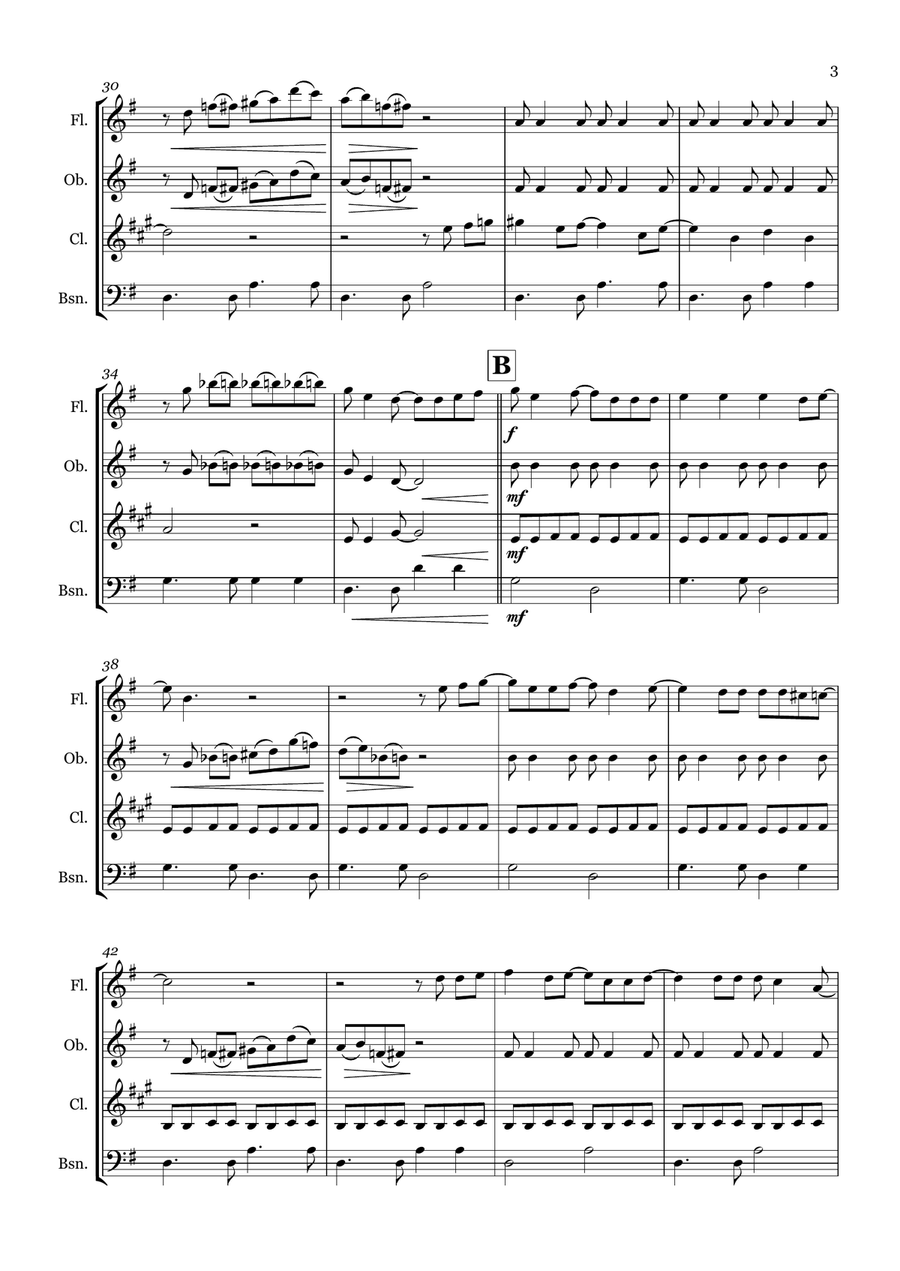 You Never Can Tell Woodwind Quartet scores gallery preview page 3