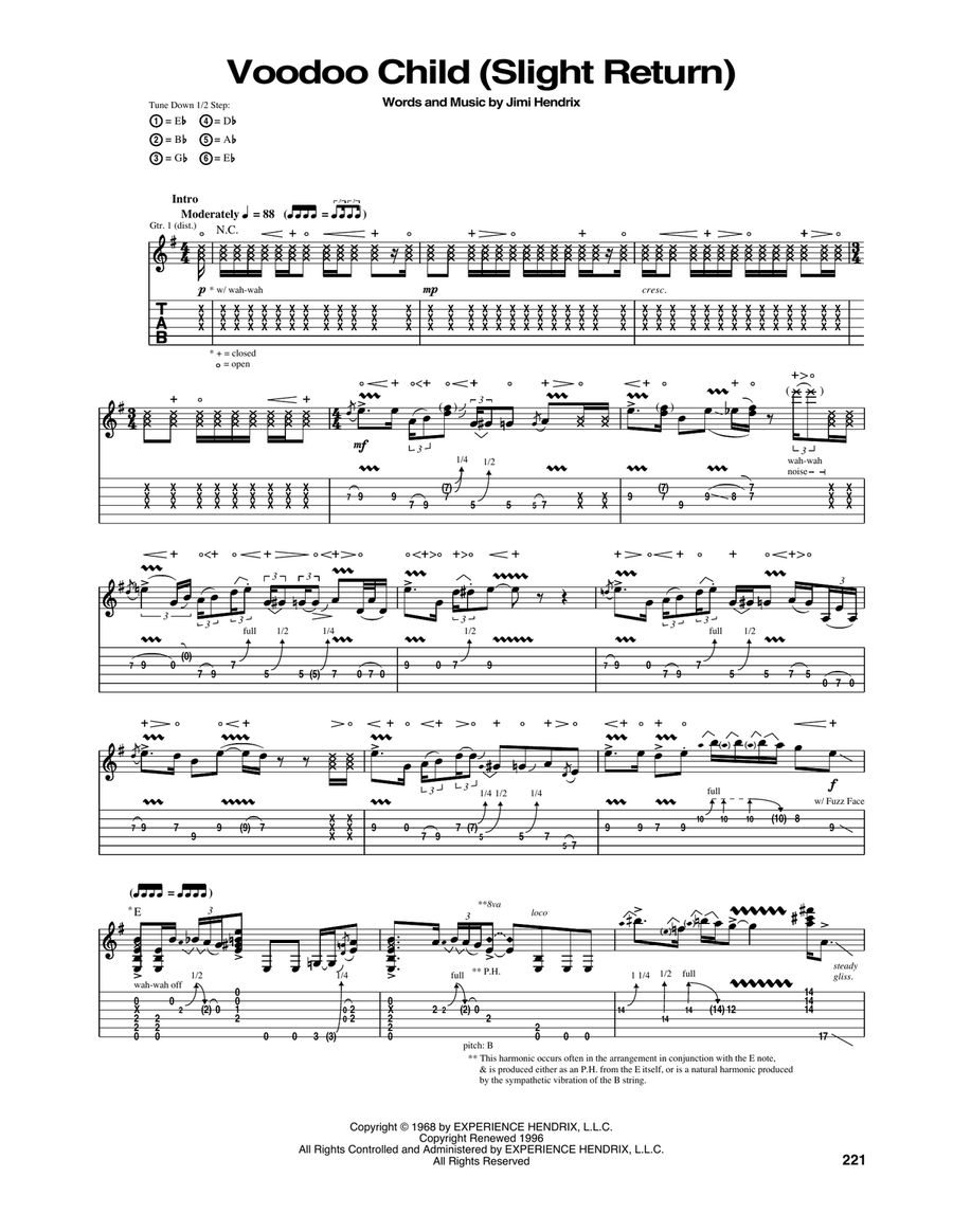 Voodoo Child (Slight Return) Acoustic Guitar scores gallery preview page 1