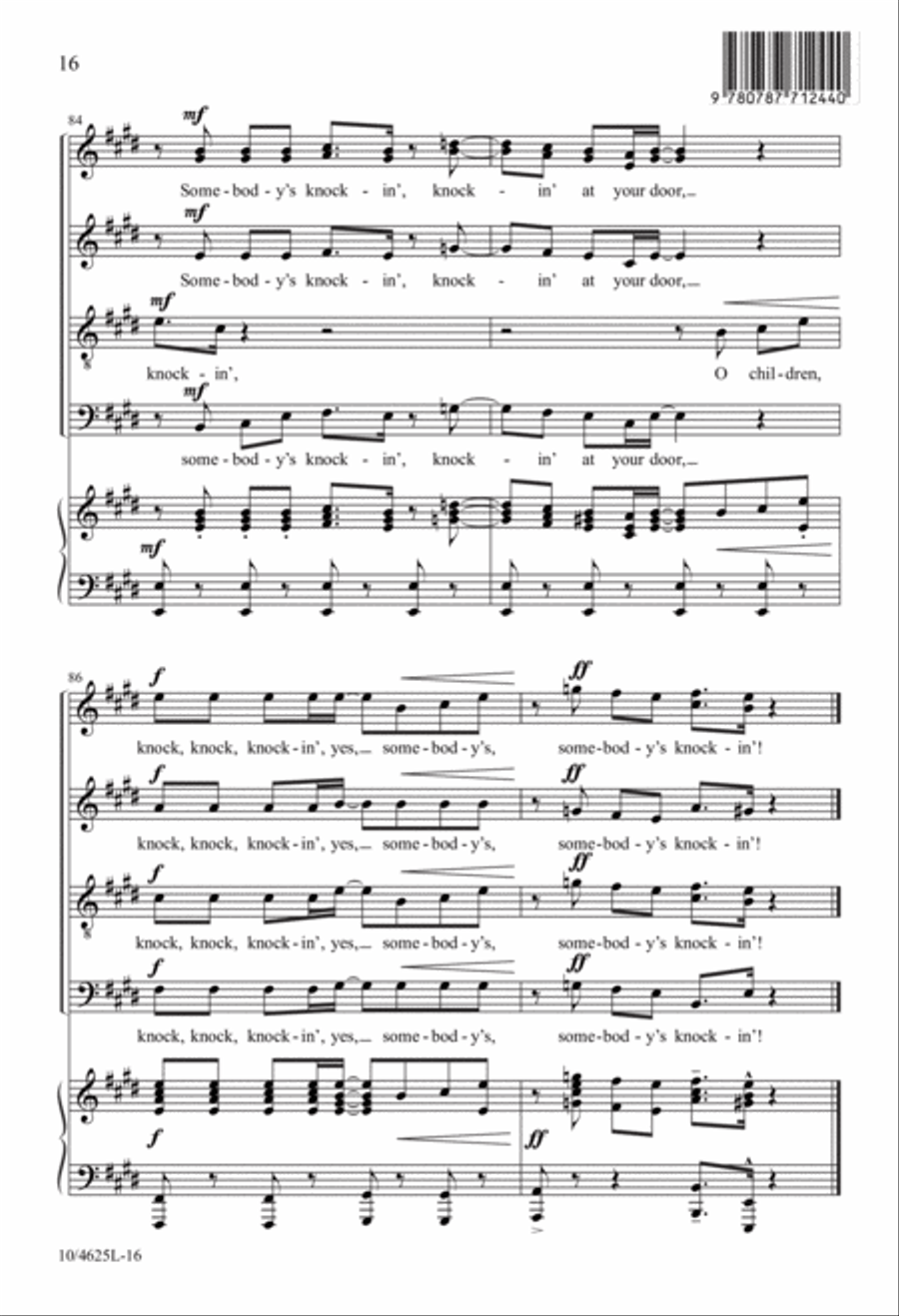 Somebody's Knockin' at Your Door 4-Part scores gallery preview page 16