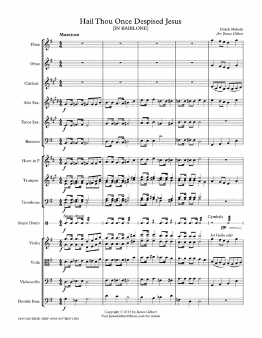 Hail Thou Once Despised Jesus Hail Thou Once Despised Jesus Full Orchestra scores gallery preview page 1