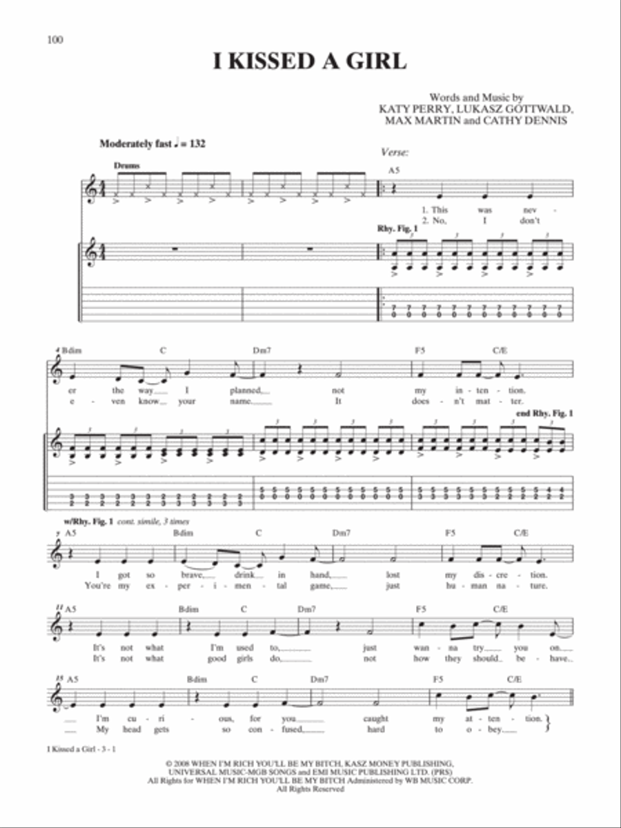 I Kissed a Girl Guitar Tablature scores gallery preview page 1