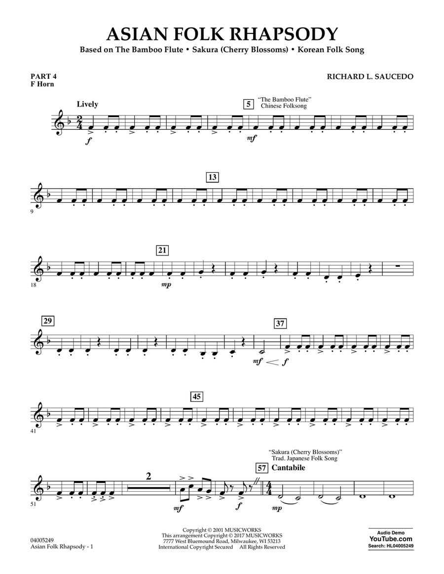 Asian Folk Rhapsody - Pt.4 - F Horn Concert Band scores gallery preview page 1
