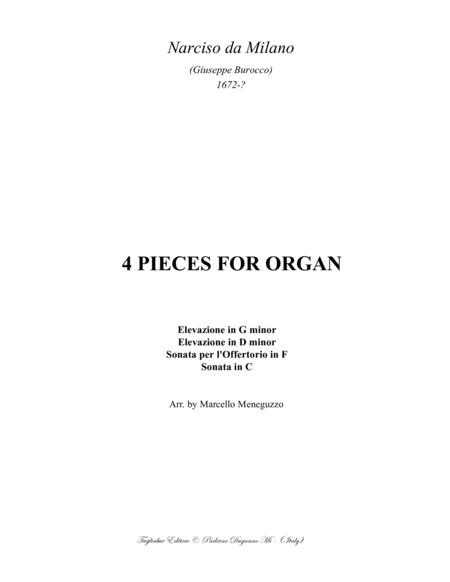 4 PIECES FOR ORGAN - Narciso da Milano