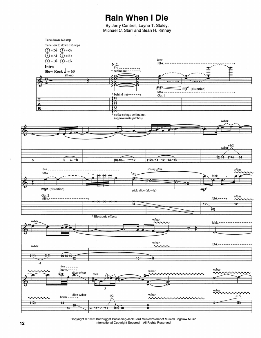 Rain When I Die Acoustic Guitar scores gallery preview page 1