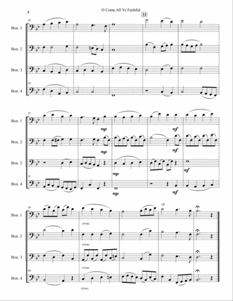 O Come All Ye Faithful for Bassoon Quartet Woodwind Quartet scores gallery preview page 4
